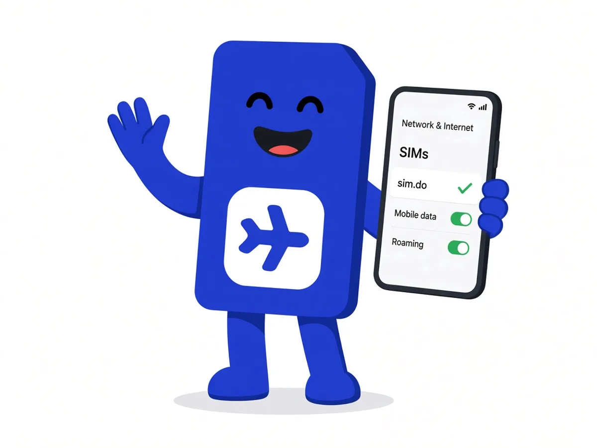 sim.do mascot sets the sim.do line for mobile data in the phone settings.